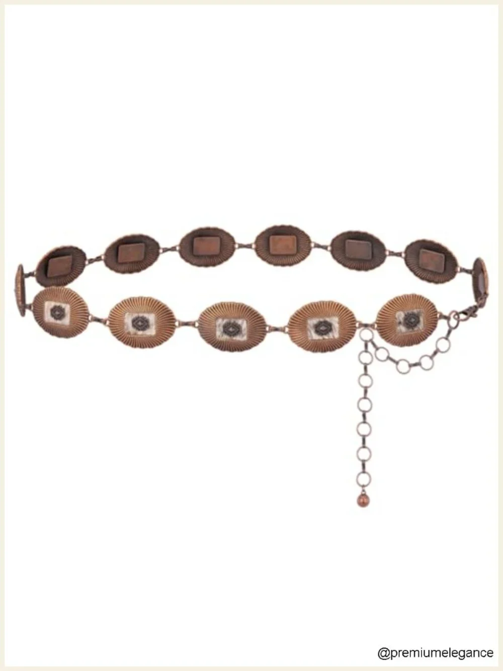Western Concho Chain Belt with Horsehair and Turquoise